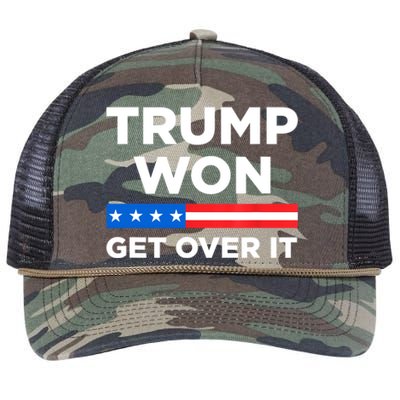 Trump Won Get Over It 2024 Donald Trump Won 2024 Retro Rope Trucker Hat Cap