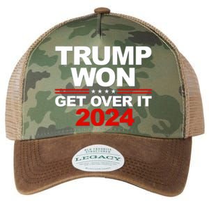 Trump Won Get Over It 2024 Patriotic Trump Red Legacy Tie Dye Trucker Hat