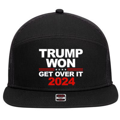 Trump Won Get Over It 2024 Patriotic Trump Red 7 Panel Mesh Trucker Snapback Hat