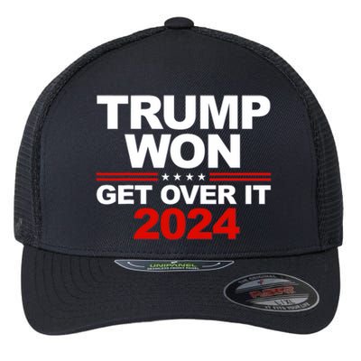 Trump Won Get Over It 2024 Patriotic Trump Red Flexfit Unipanel Trucker Cap