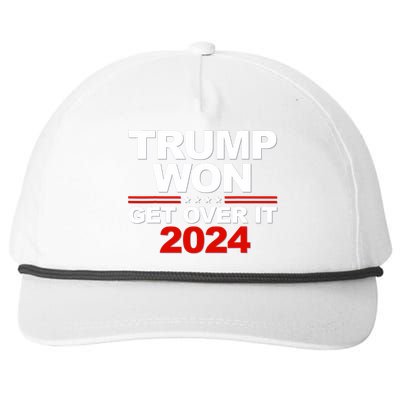 Trump Won Get Over It 2024 Patriotic Trump Red Snapback Five-Panel Rope Hat