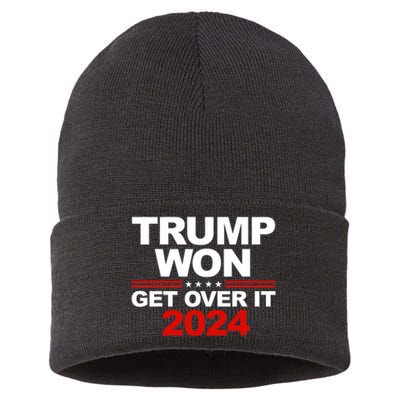 Trump Won Get Over It 2024 Patriotic Trump Red Sustainable Knit Beanie