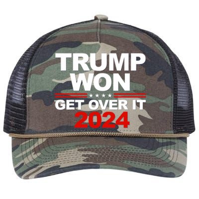 Trump Won Get Over It 2024 Patriotic Trump Red Retro Rope Trucker Hat Cap