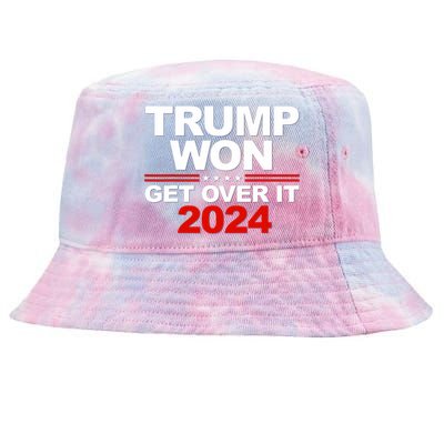 Trump Won Get Over It 2024 Patriotic Trump Red Tie-Dyed Bucket Hat