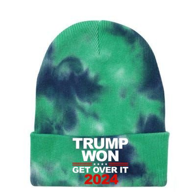 Trump Won Get Over It 2024 Patriotic Trump Red Tie Dye 12in Knit Beanie