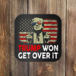 Trump Won Get Over It Patriotic Pro Trump Anti Kamala Funny Coaster