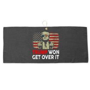 Trump Won Get Over It Patriotic Pro Trump Anti Kamala Funny Large Microfiber Waffle Golf Towel