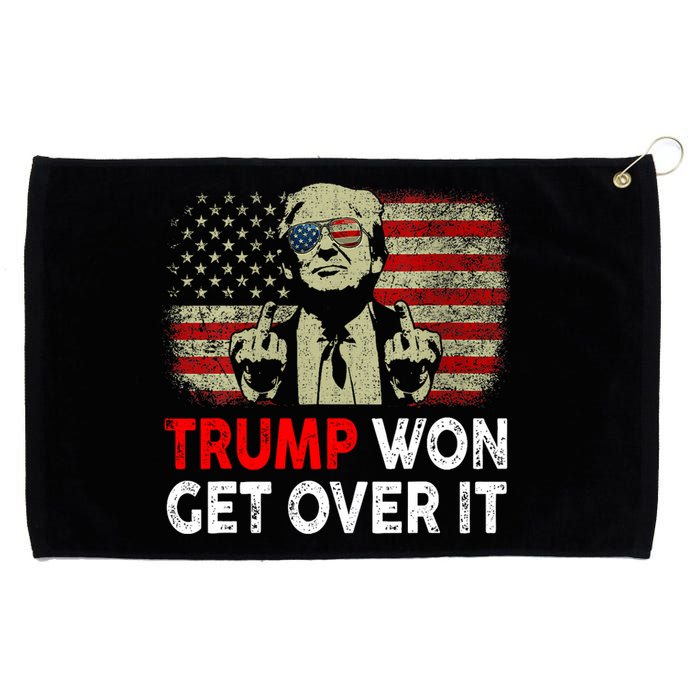 Trump Won Get Over It Patriotic Pro Trump Anti Kamala Funny Grommeted Golf Towel