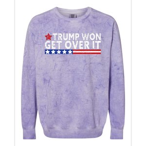 Trump Won Get Over It 2024 Flag Usa Colorblast Crewneck Sweatshirt