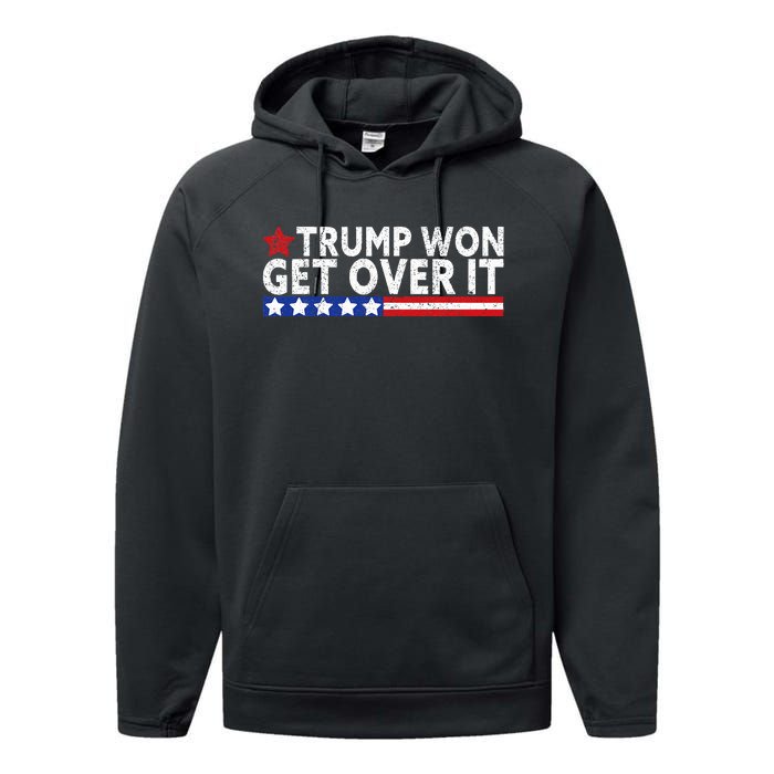 Trump Won Get Over It 2024 Flag Usa Performance Fleece Hoodie