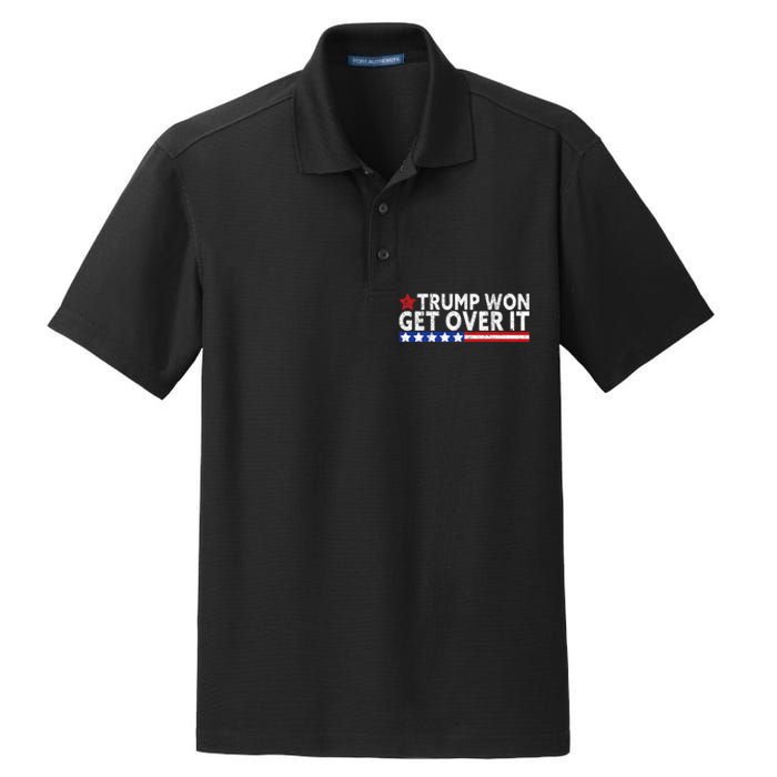 Trump Won Get Over It 2024 Flag Usa Dry Zone Grid Polo