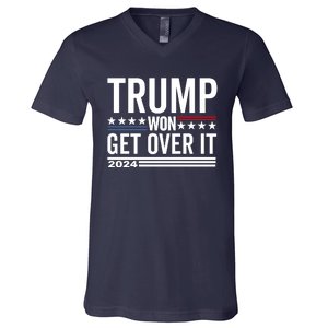 Trump Won Get Over It 2024 V-Neck T-Shirt