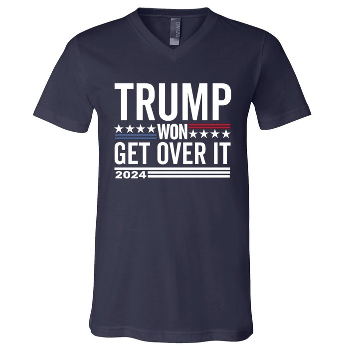 Trump Won Get Over It 2024 V-Neck T-Shirt