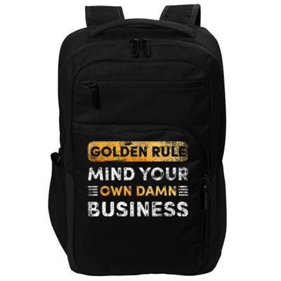 Tim Walz Golden Rule Mind Your Own Damn Business Impact Tech Backpack