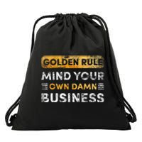 Tim Walz Golden Rule Mind Your Own Damn Business Drawstring Bag