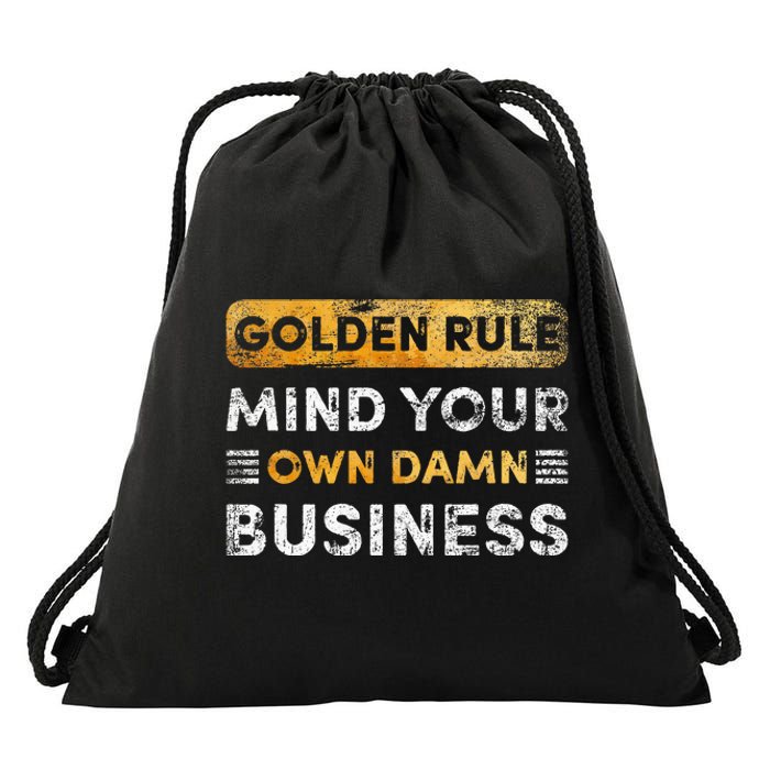 Tim Walz Golden Rule Mind Your Own Damn Business Drawstring Bag