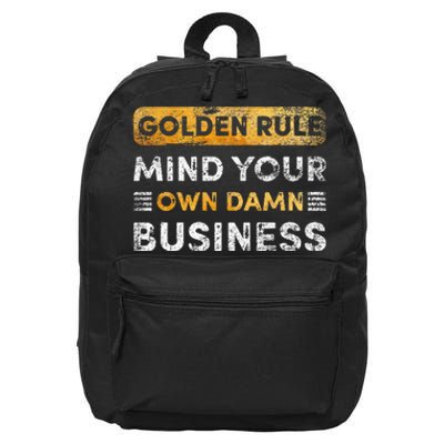 Tim Walz Golden Rule Mind Your Own Damn Business 16 in Basic Backpack