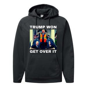 Trump Won Get Over It Maga Won Election 2024 Performance Fleece Hoodie