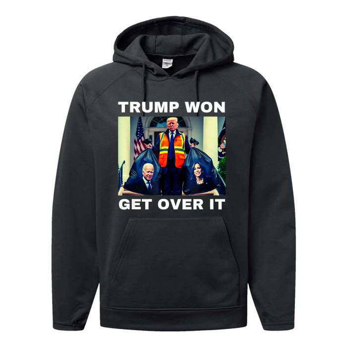 Trump Won Get Over It Maga Won Election 2024 Performance Fleece Hoodie