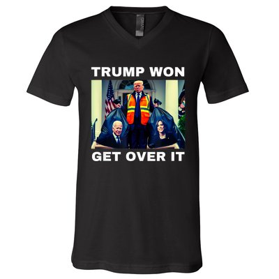 Trump Won Get Over It Maga Won Election 2024 V-Neck T-Shirt