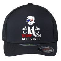 Trump Won Get Over It Patriotic Pro Trump Anti Kamala Funny Flexfit Unipanel Trucker Cap