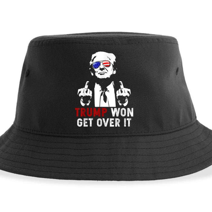 Trump Won Get Over It Patriotic Pro Trump Anti Kamala Funny Sustainable Bucket Hat