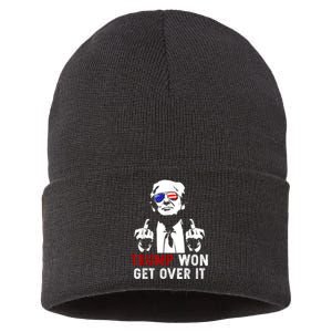 Trump Won Get Over It Patriotic Pro Trump Anti Kamala Funny Sustainable Knit Beanie