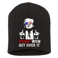 Trump Won Get Over It Patriotic Pro Trump Anti Kamala Funny Short Acrylic Beanie