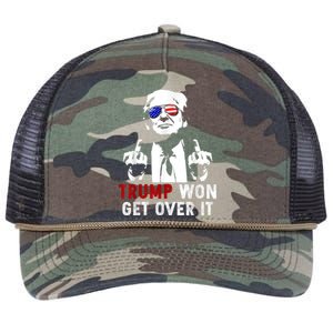 Trump Won Get Over It Patriotic Pro Trump Anti Kamala Funny Retro Rope Trucker Hat Cap