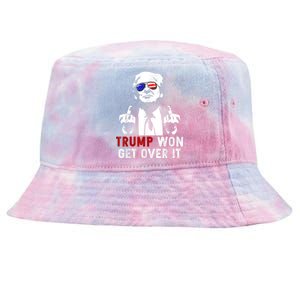 Trump Won Get Over It Patriotic Pro Trump Anti Kamala Funny Tie-Dyed Bucket Hat