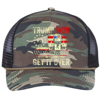 Trump Won Get Over It 2024 Retro Rope Trucker Hat Cap