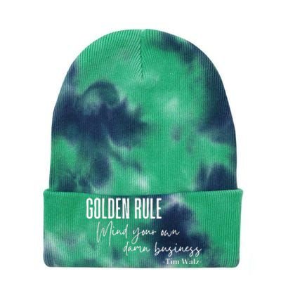 Tim Walz Golden Rule Mind Your Own Damn Business Tie Dye 12in Knit Beanie