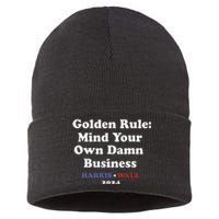 Tim Walz Golden Rule Mind Your Own Damn Business Sustainable Knit Beanie