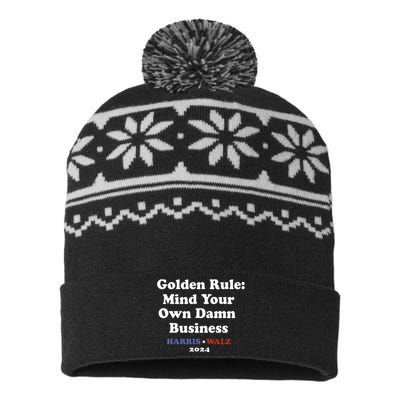 Tim Walz Golden Rule Mind Your Own Damn Business USA-Made Snowflake Beanie