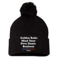 Tim Walz Golden Rule Mind Your Own Damn Business Pom Pom 12in Knit Beanie