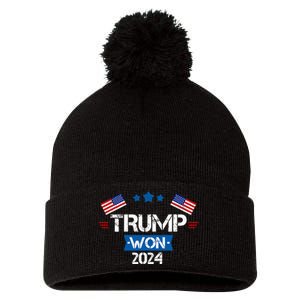 Trump Won Get Over It 2024 Election Inauguration Pom Pom 12in Knit Beanie