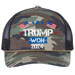 Trump Won Get Over It 2024 Election Inauguration Retro Rope Trucker Hat Cap