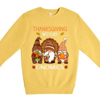 Thanksgiving Women Gnome Fall Leopard Turkey Premium Crewneck Sweatshirt