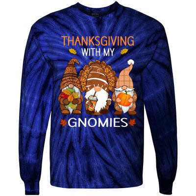 Thanksgiving Women Gnome Fall Leopard Turkey Tie-Dye Long Sleeve Shirt