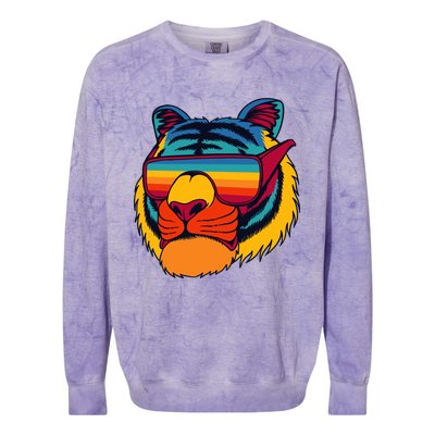 Tiger With Glasses Colorblast Crewneck Sweatshirt