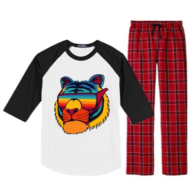 Tiger With Glasses Raglan Sleeve Pajama Set