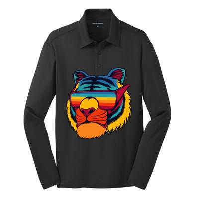 Tiger With Glasses Silk Touch Performance Long Sleeve Polo