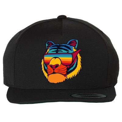 Tiger With Glasses Wool Snapback Cap