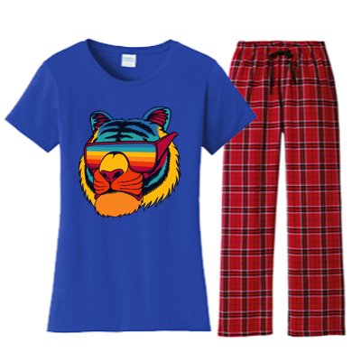 Tiger With Glasses Women's Flannel Pajama Set