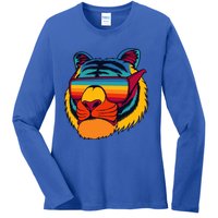 Tiger With Glasses Ladies Long Sleeve Shirt