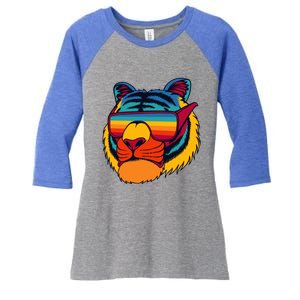 Tiger With Glasses Women's Tri-Blend 3/4-Sleeve Raglan Shirt