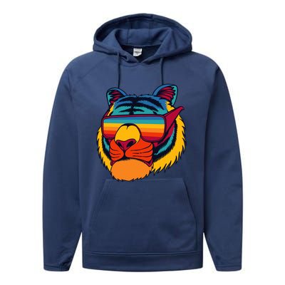 Tiger With Glasses Performance Fleece Hoodie