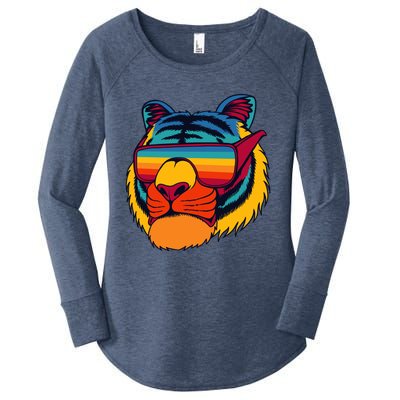 Tiger With Glasses Women's Perfect Tri Tunic Long Sleeve Shirt