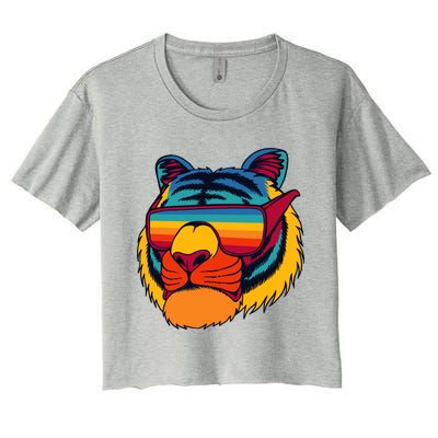 Tiger With Glasses Women's Crop Top Tee