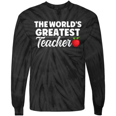 The World's Greatest Teacher School Best Favourite Tie-Dye Long Sleeve Shirt